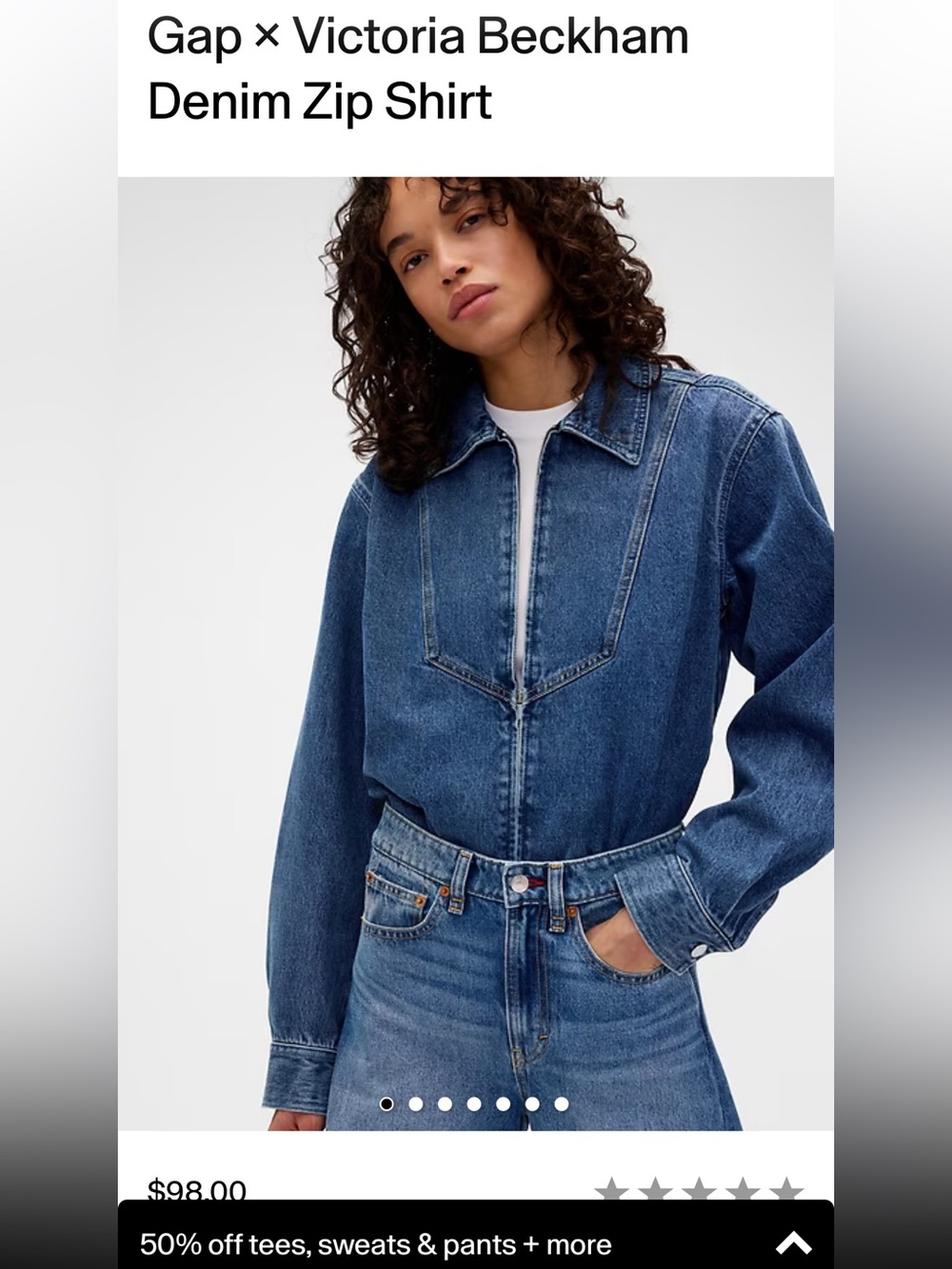 GAP x Victoria Beckham Dark Blue Denim Zip Shirt L